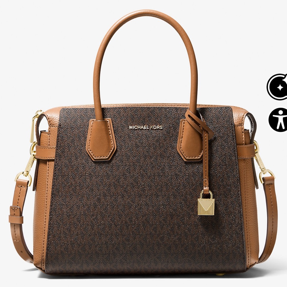 Michael Kors Mercer Medium Logo Belted Satchel